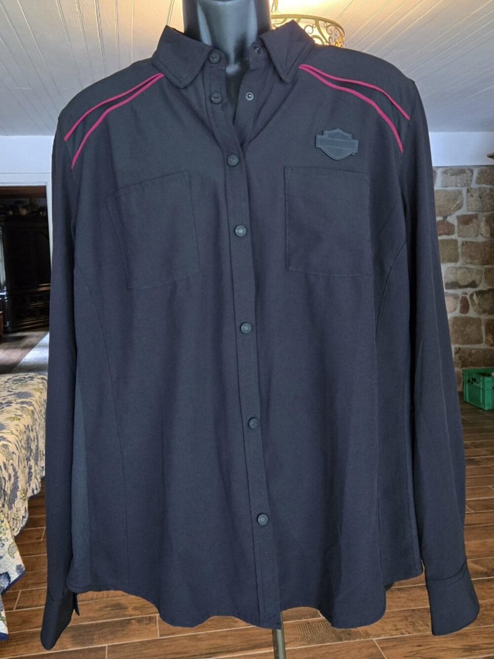 Genuine Motorclothes Harley Davidson Womens Button Up Long Sleeve Shirt Size 2XL